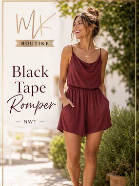 Black Tape_Burgandy Romper Short